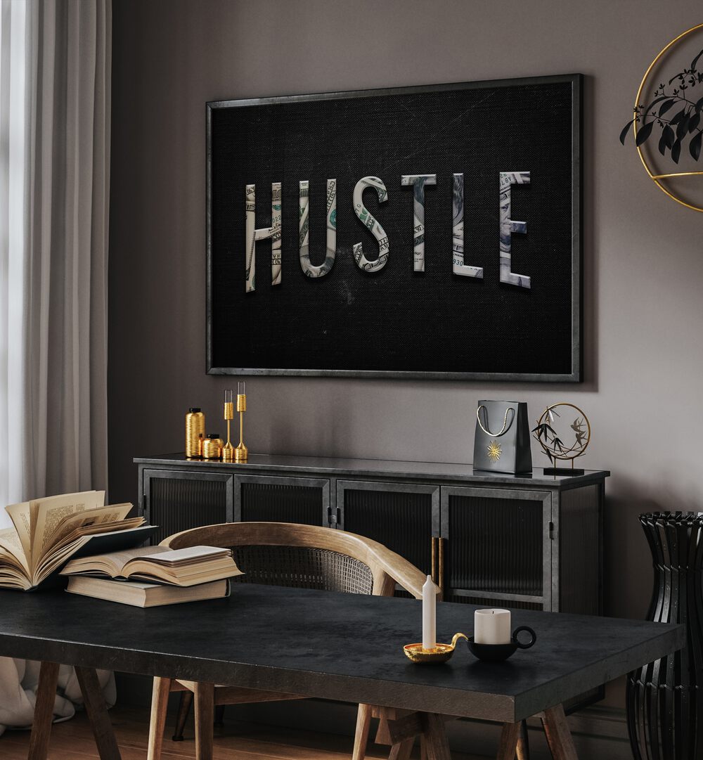 Elevate your space with HUSTLE, QUOTES typography posters, perfect for inspiring ambition and drive.
