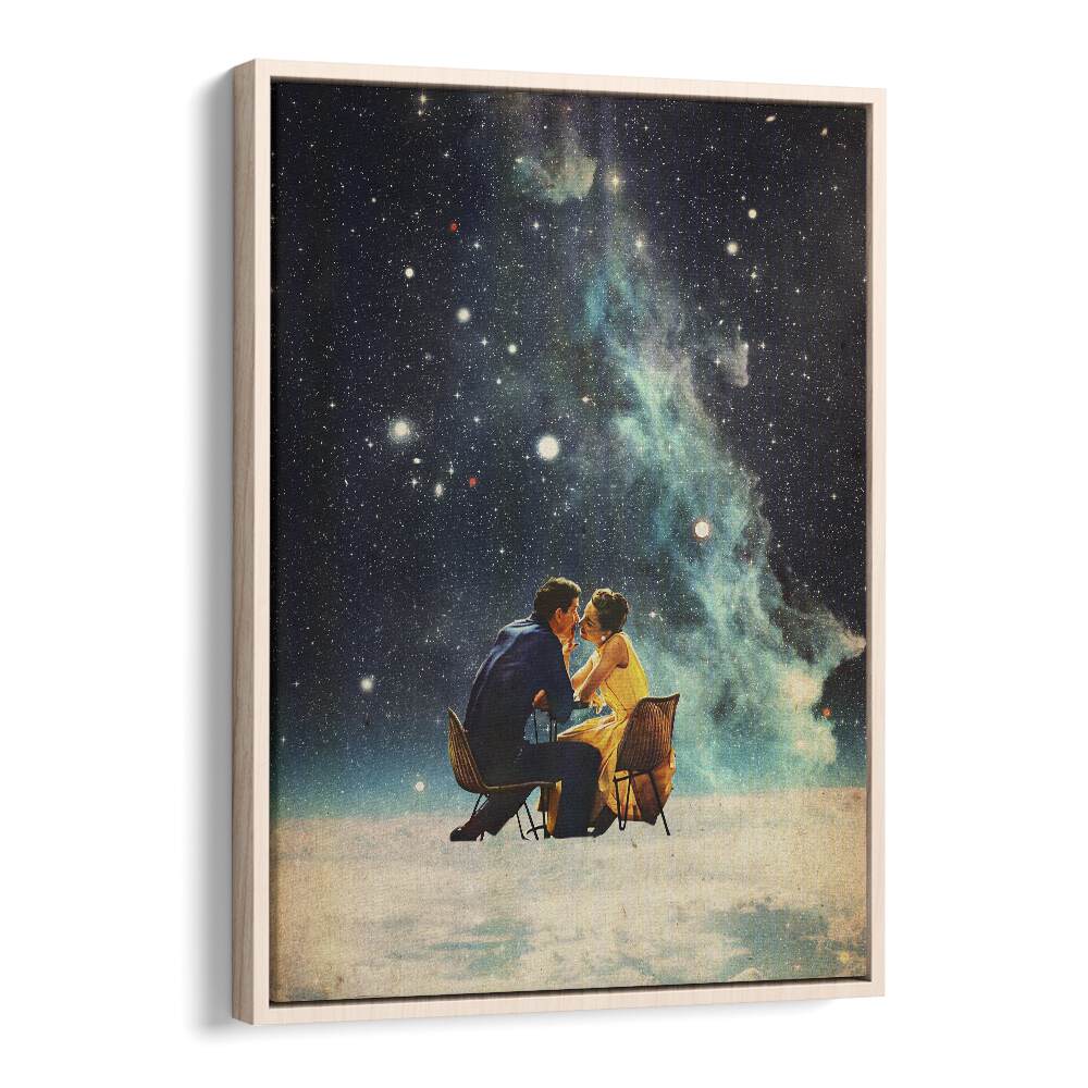 I LL Take You To The Stars For A Second Date By Frank Moth Surreal Art Prints Surrealism in Oak Wood Floater Frame