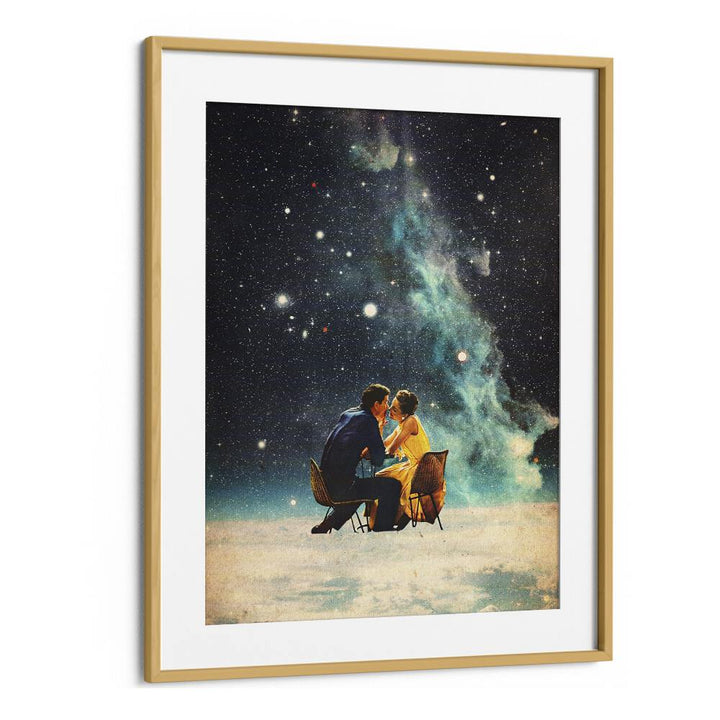 I LL Take You To The Stars For A Second Date By Frank Moth Surreal Art Prints Surrealism in Oak Wood Frame With Mount