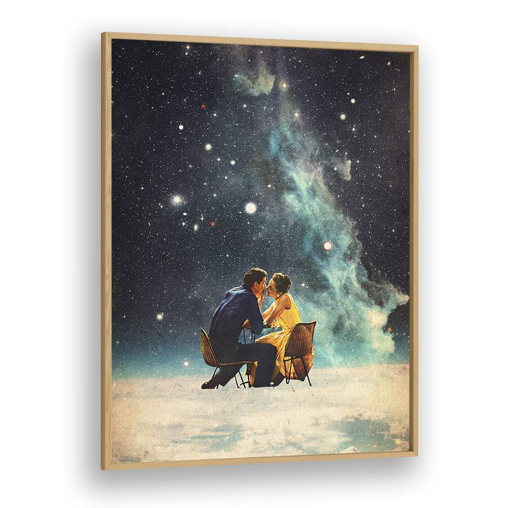 I LL Take You To The Stars For A Second Date By Frank Moth Surreal Art Prints Surrealism in Oak Wood Plain Frame