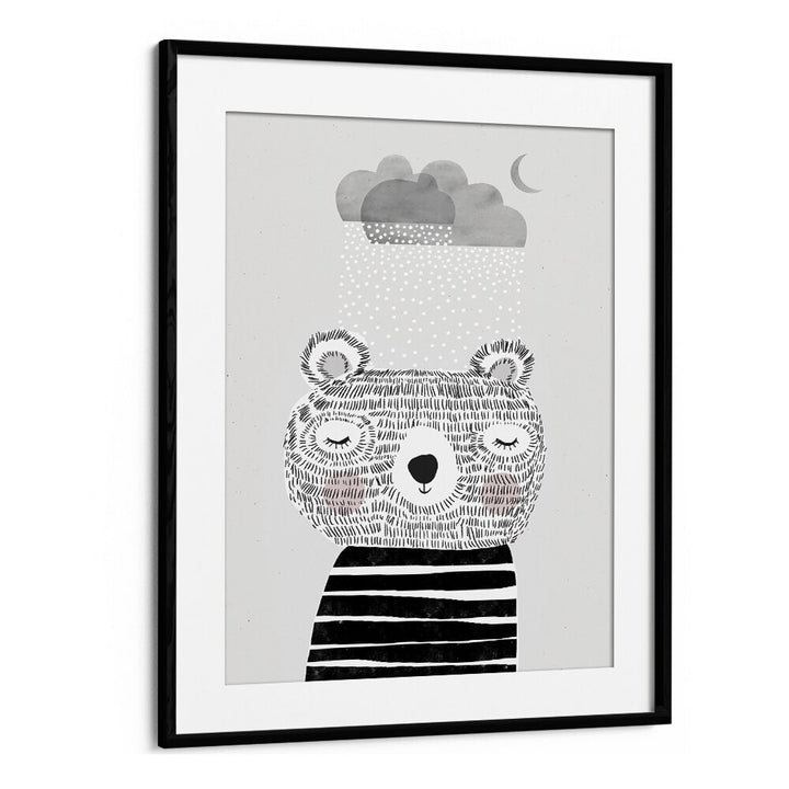 I Love Snow by Treechild Kids Room Art in Black Frame With Mount