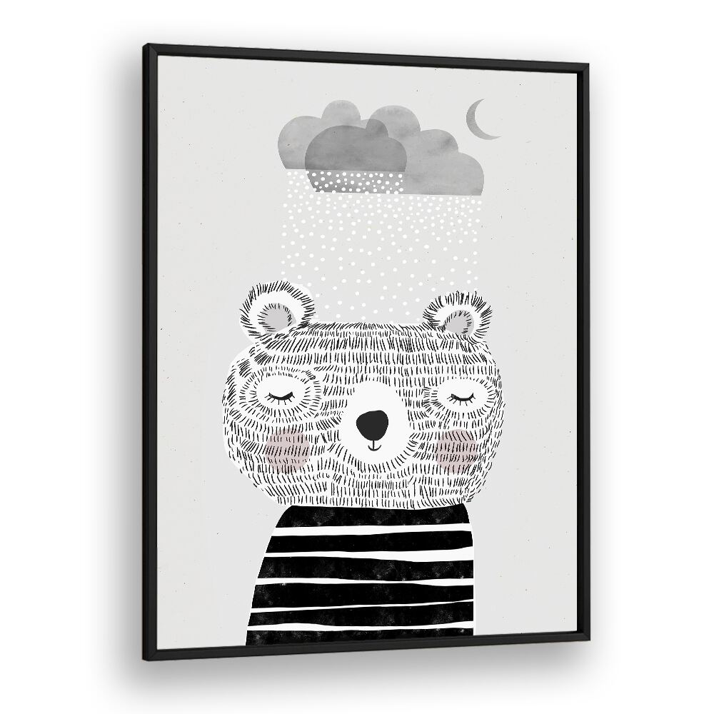 I Love Snow by Treechild Kids Room Art in Black Plain Frame