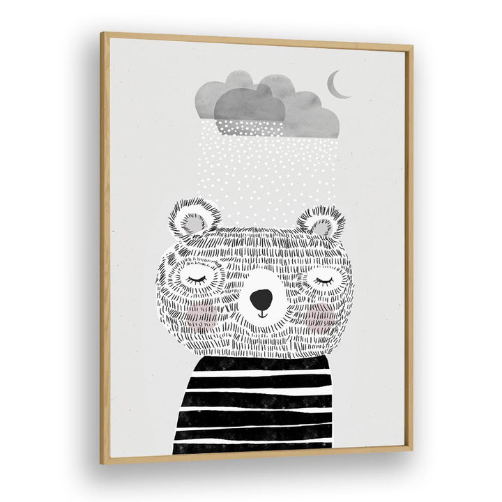 I Love Snow by Treechild Kids Room Art in Oak Wood Plain Frame