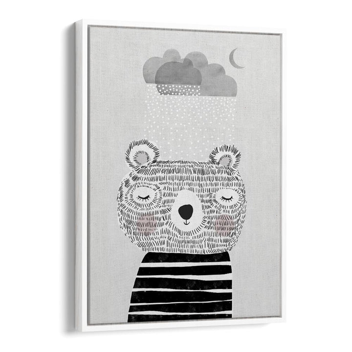 I Love Snow by Treechild Kids Room Art in White Floater Frame