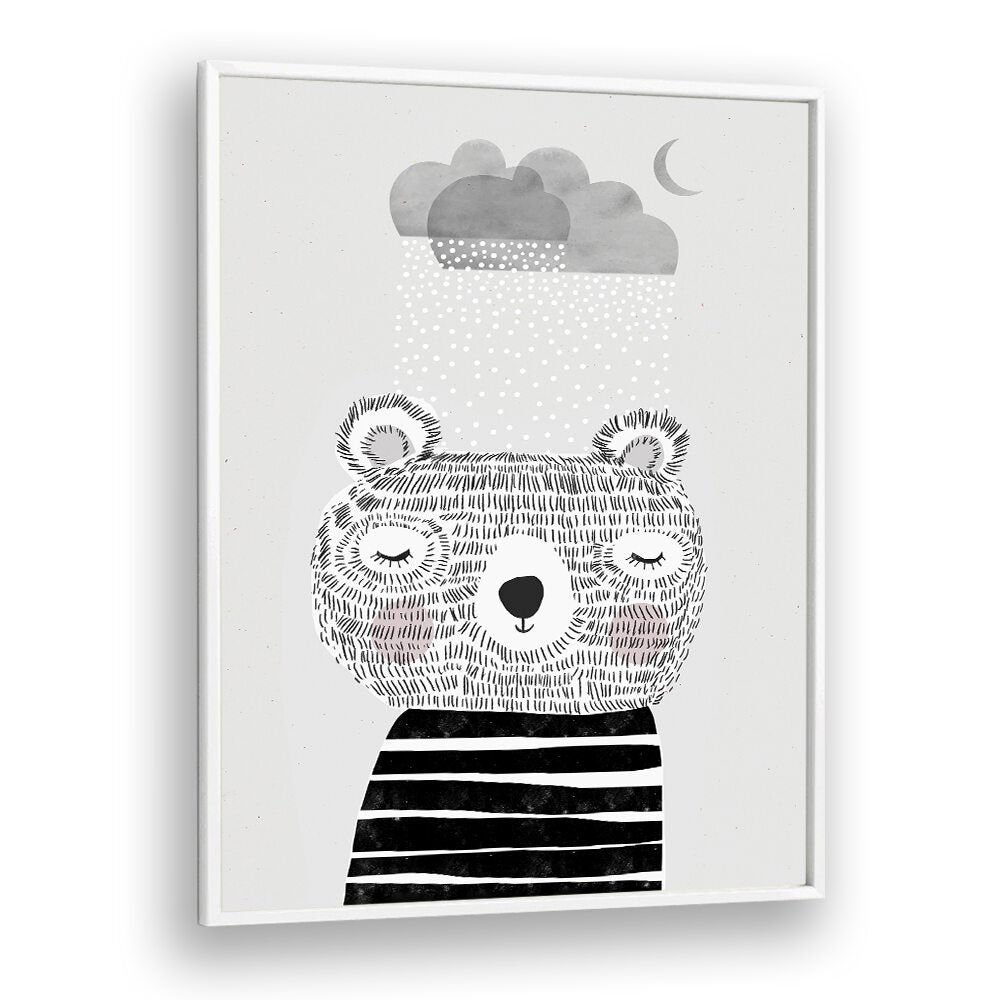 I Love Snow by Treechild Kids Room Art in White Plain Frame