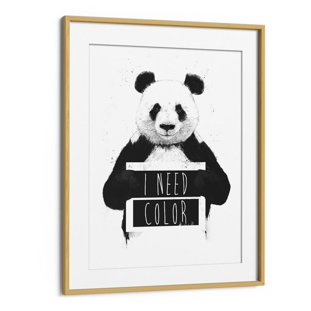 I Need Color By Balazs Solti Kids Room Art in Oak Wood Frame With Mount