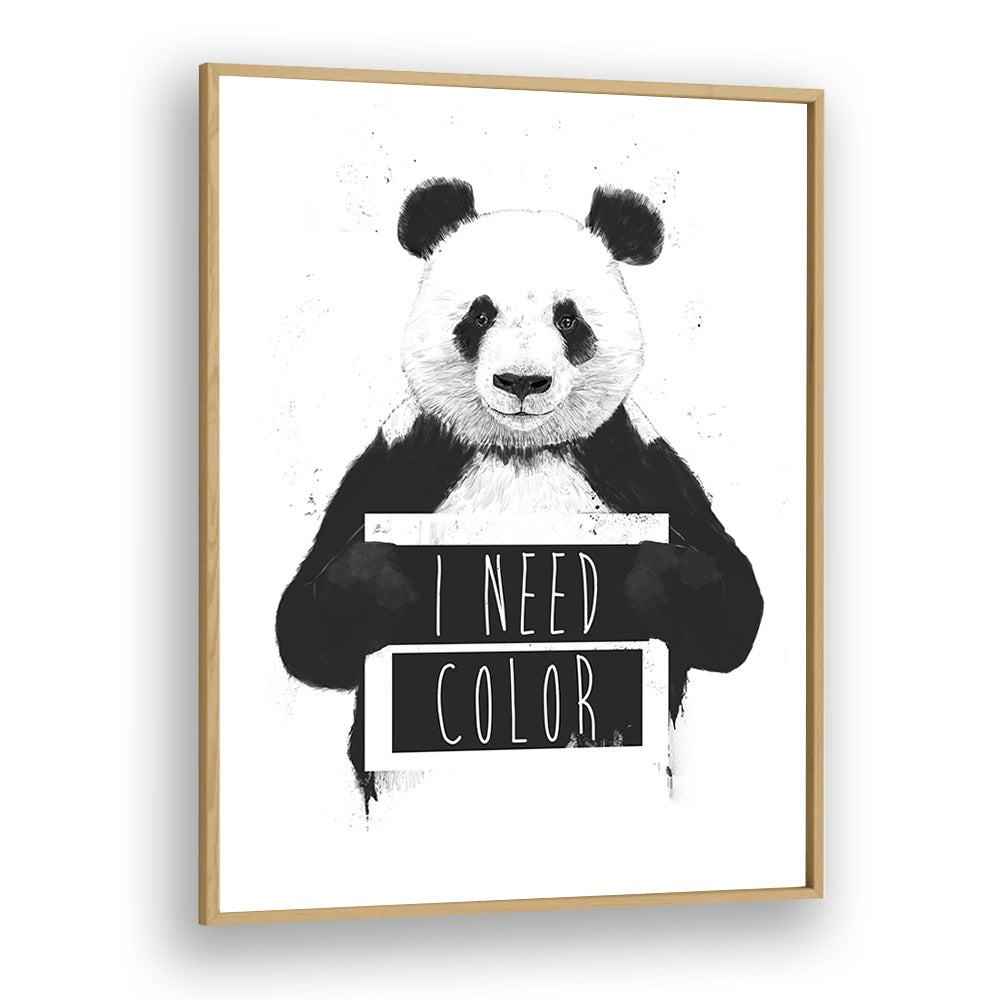 I Need Color By Balazs Solti Kids Room Art in Oak Wood Plain Frame