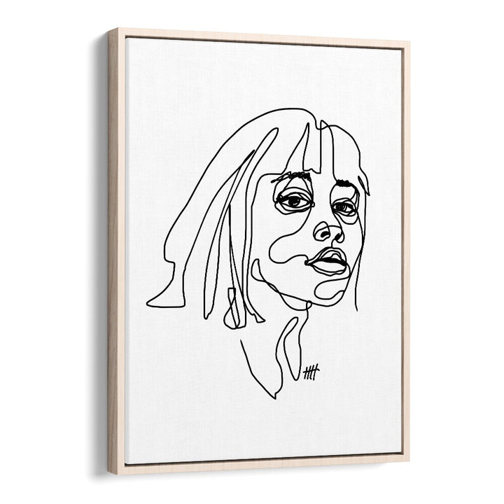 I See You Line Art Artwork in Oak Wood Floater Frame