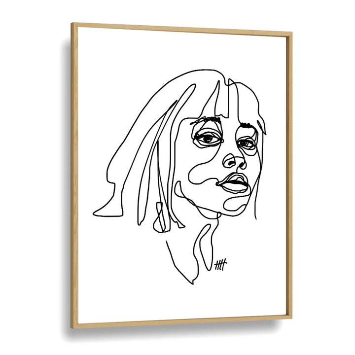 I See You Line Art Artwork in Oak Wood Plain Frame