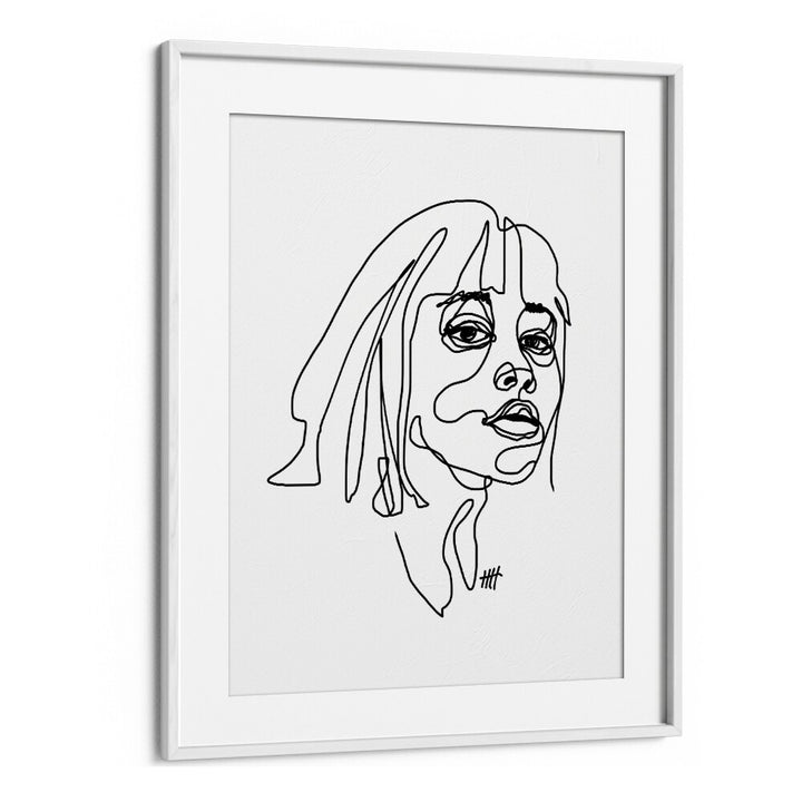 I See You Line Art Artwork in White Frame With Mount