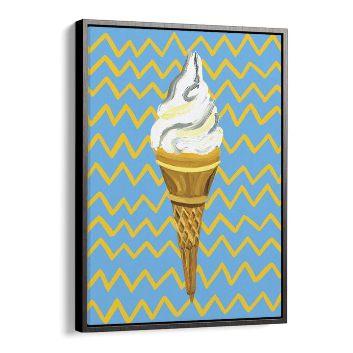 Ice Cream Blue Bar & Cafe Artwork in Black Floater Frame