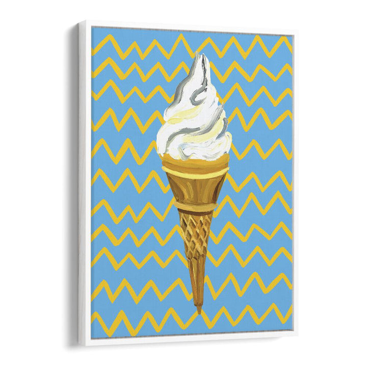 Ice Cream Blue Bar & Cafe Artwork in White Floater Frame