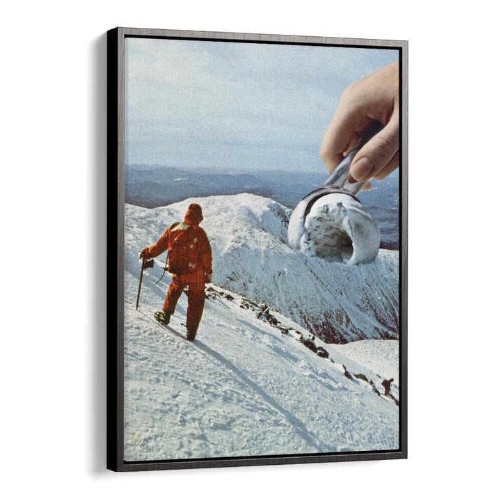 Ice Cream Mountain Cookies A Cream Surreal Art Artwork in Black Floater Frame
