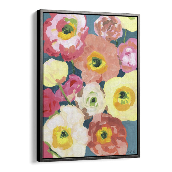 Icelandic Poppies  By Ania Zwara Botanical Flower Paintings Artwork  in Black Floater Frame