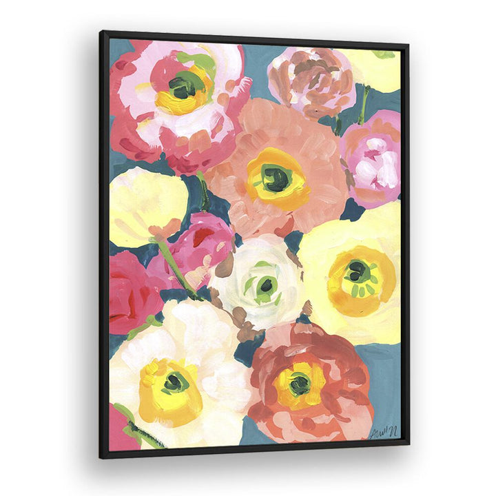 Icelandic Poppies  By Ania Zwara Botanical Flower Paintings Artwork  in Black Plain Frame