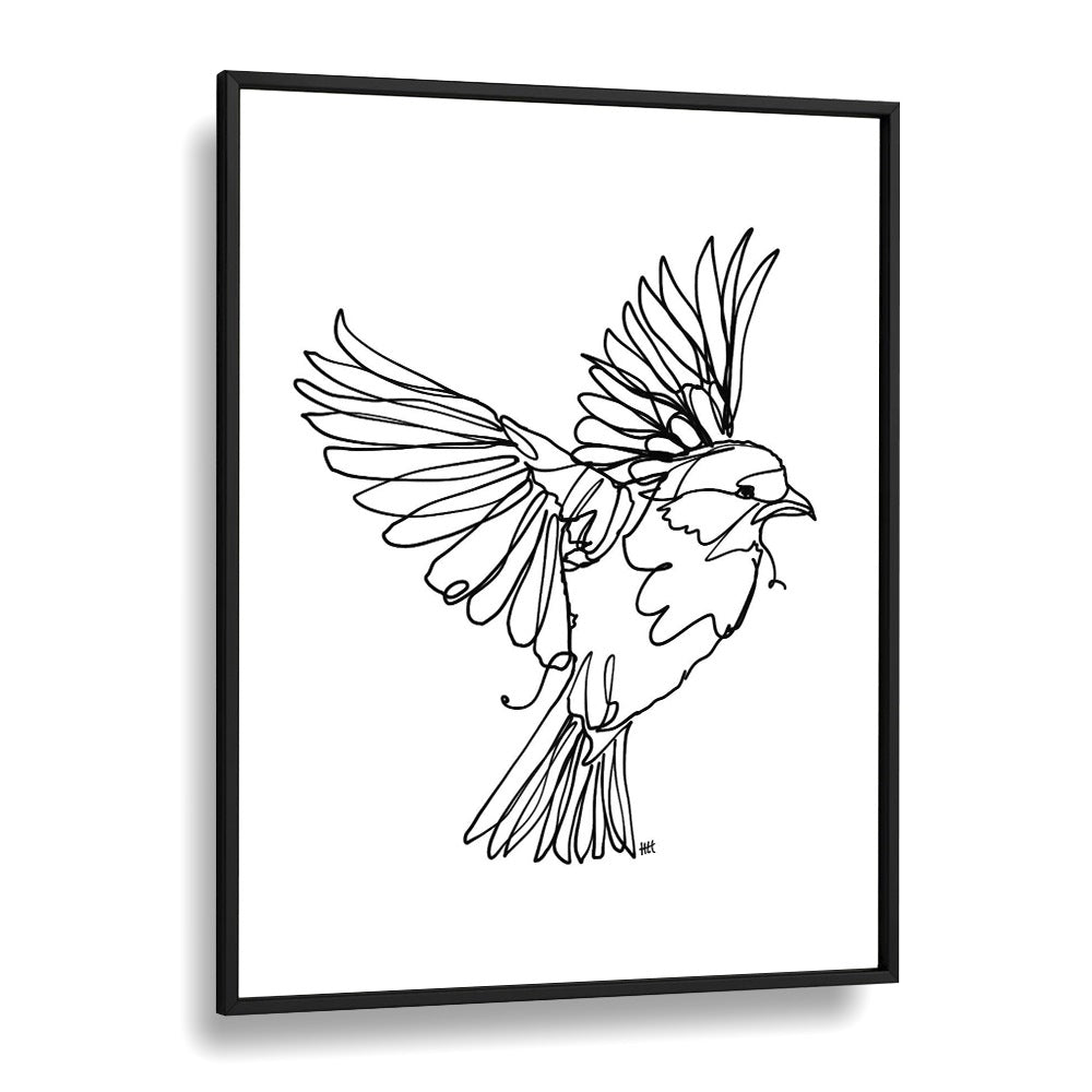 If You're A Bird Line Art Artwork in Black Plain Frame