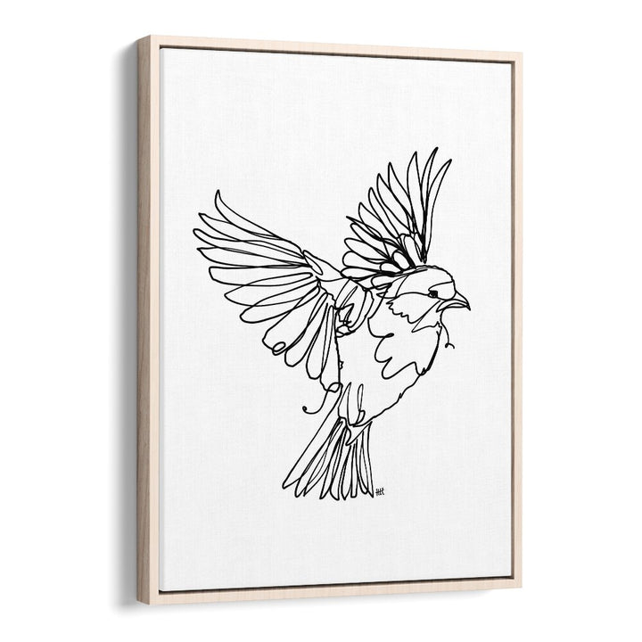 If You're A Bird Line Art Artwork in Oak Wood Floater Frame