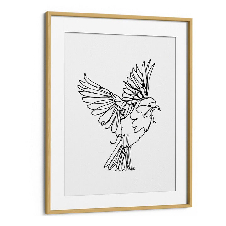 If You're A Bird Line Art Artwork in Oak Wood Frame With Mount