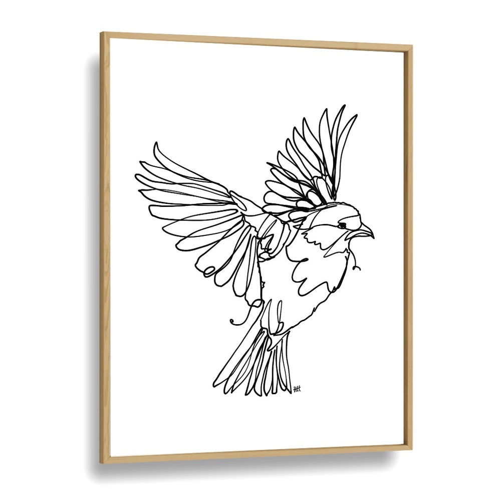 If You're A Bird Line Art Artwork in Oak Wood Plain Frame