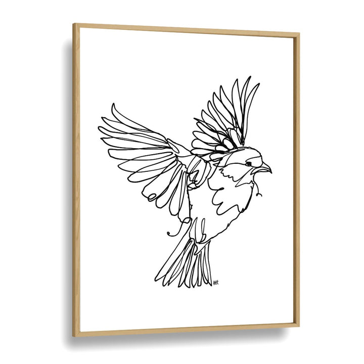 If You're A Bird Line Art Artwork in Oak Wood Plain Frame