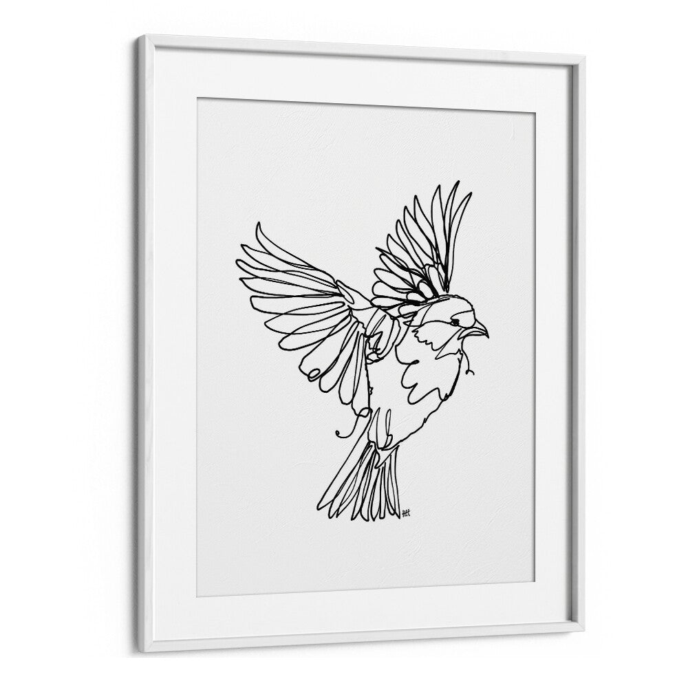 If You're A Bird Line Art Artwork in White Frame With Mount