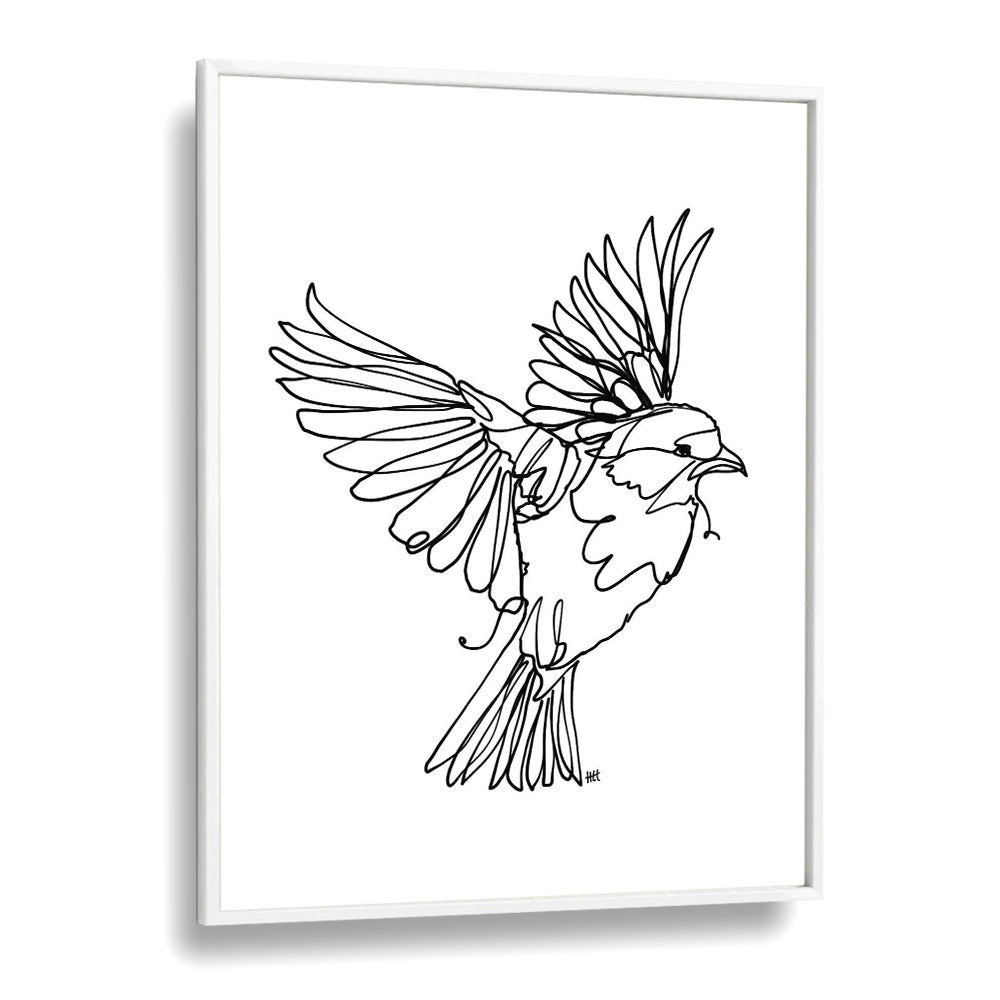 If You're A Bird Line Art Artwork in White Plain Frame