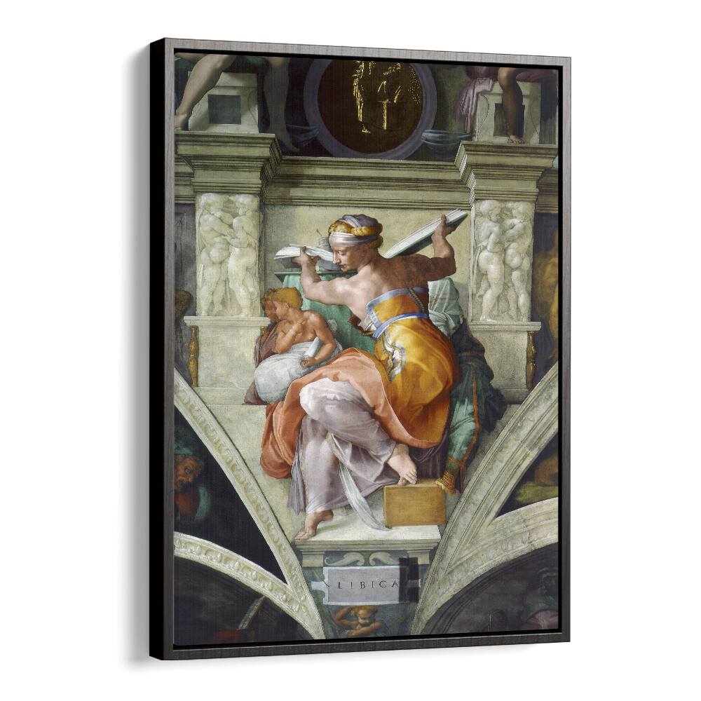 Ilibyan Sibyles (Circa 1511) Michelangelo Buonarroti art painting Artwork in Black Floater Frame