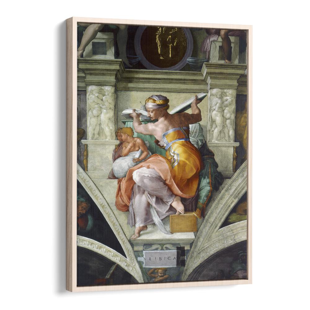 Ilibyan Sibyles (Circa 1511) Michelangelo Buonarroti art painting Artwork in Oak Wood Floater Frame