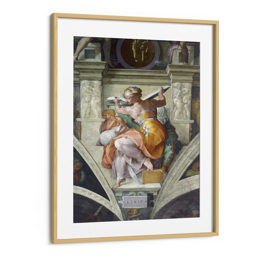 Ilibyan Sibyles (Circa 1511) Michelangelo Buonarroti art painting Artwork in Oak Wood Frame With Mount