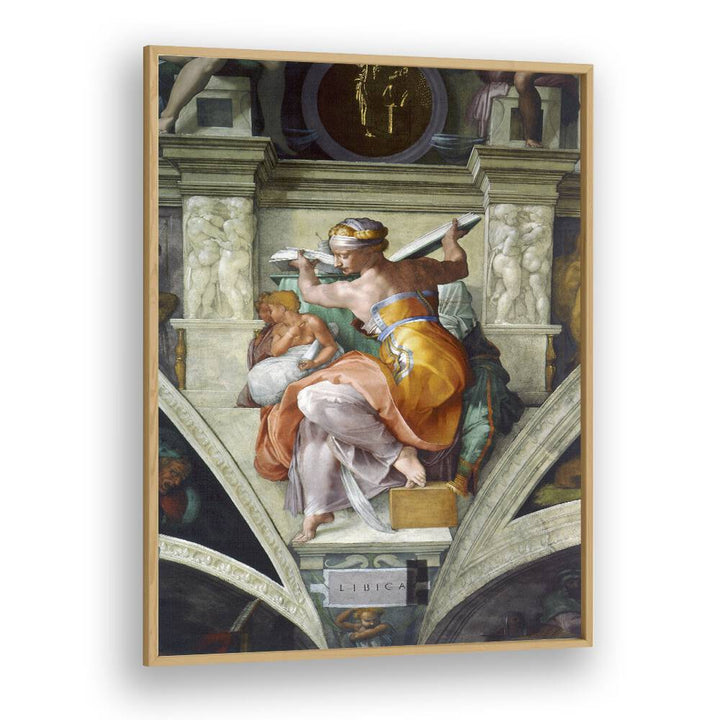 Ilibyan Sibyles (Circa 1511) Michelangelo Buonarroti art painting Artwork in Oak Wood Plain Frame