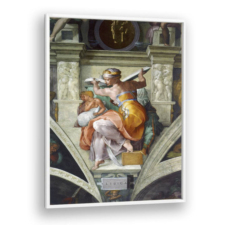 Ilibyan Sibyles (Circa 1511) Michelangelo Buonarroti art painting Artwork in White Plain Frame