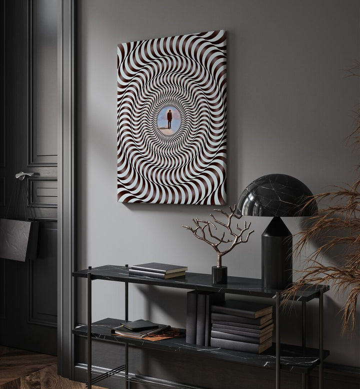 ILLUSION BLACK ROUND, POP ART PAINTING