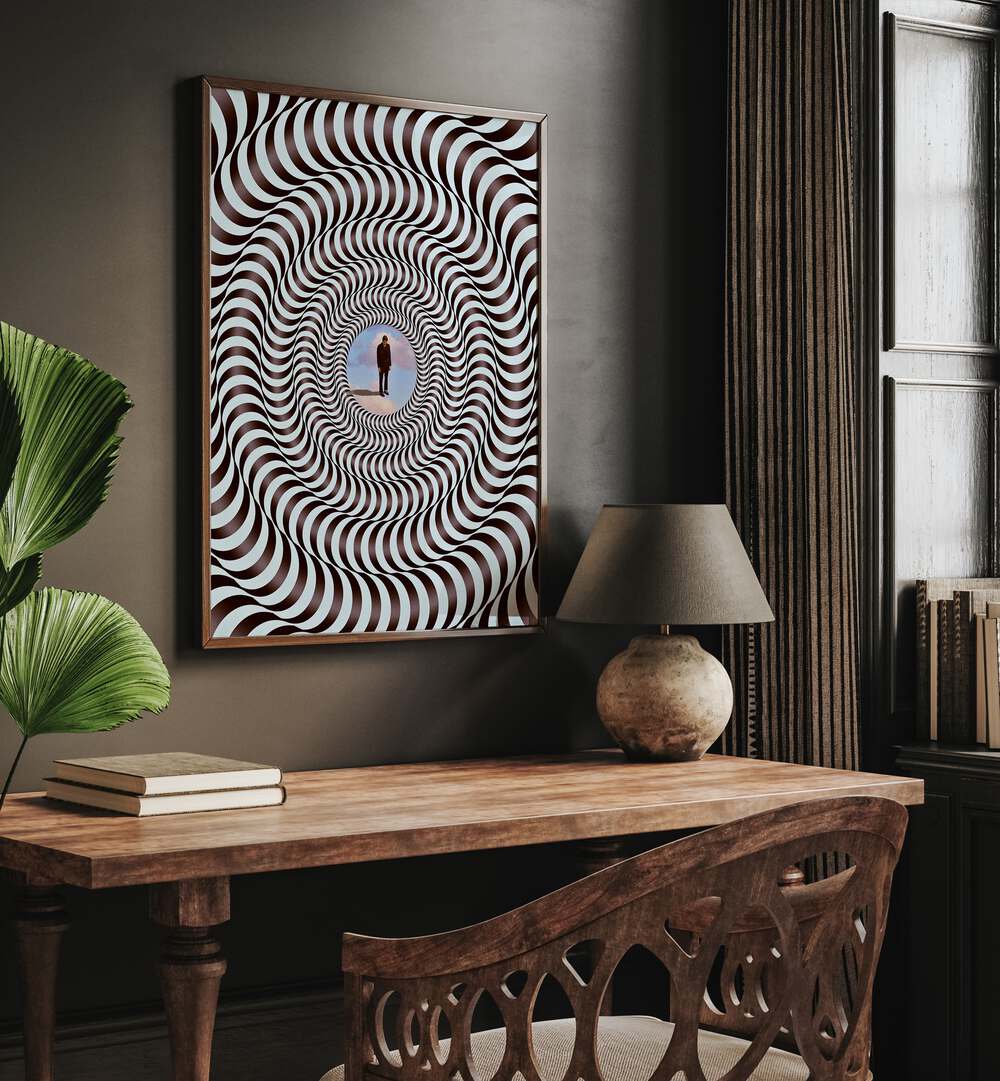 ILLUSION BLACK ROUND, POP ART PAINTING