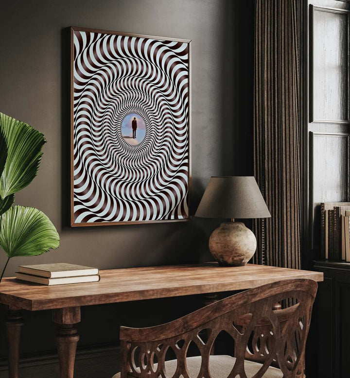 ILLUSION BLACK ROUND, POP ART PAINTING