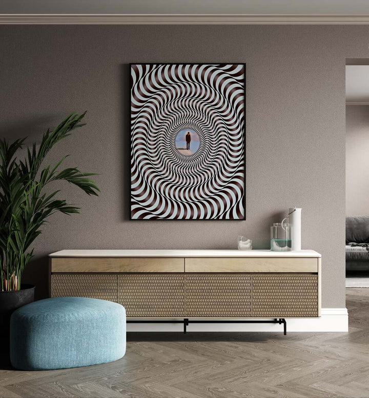 ILLUSION BLACK ROUND, POP ART PAINTING