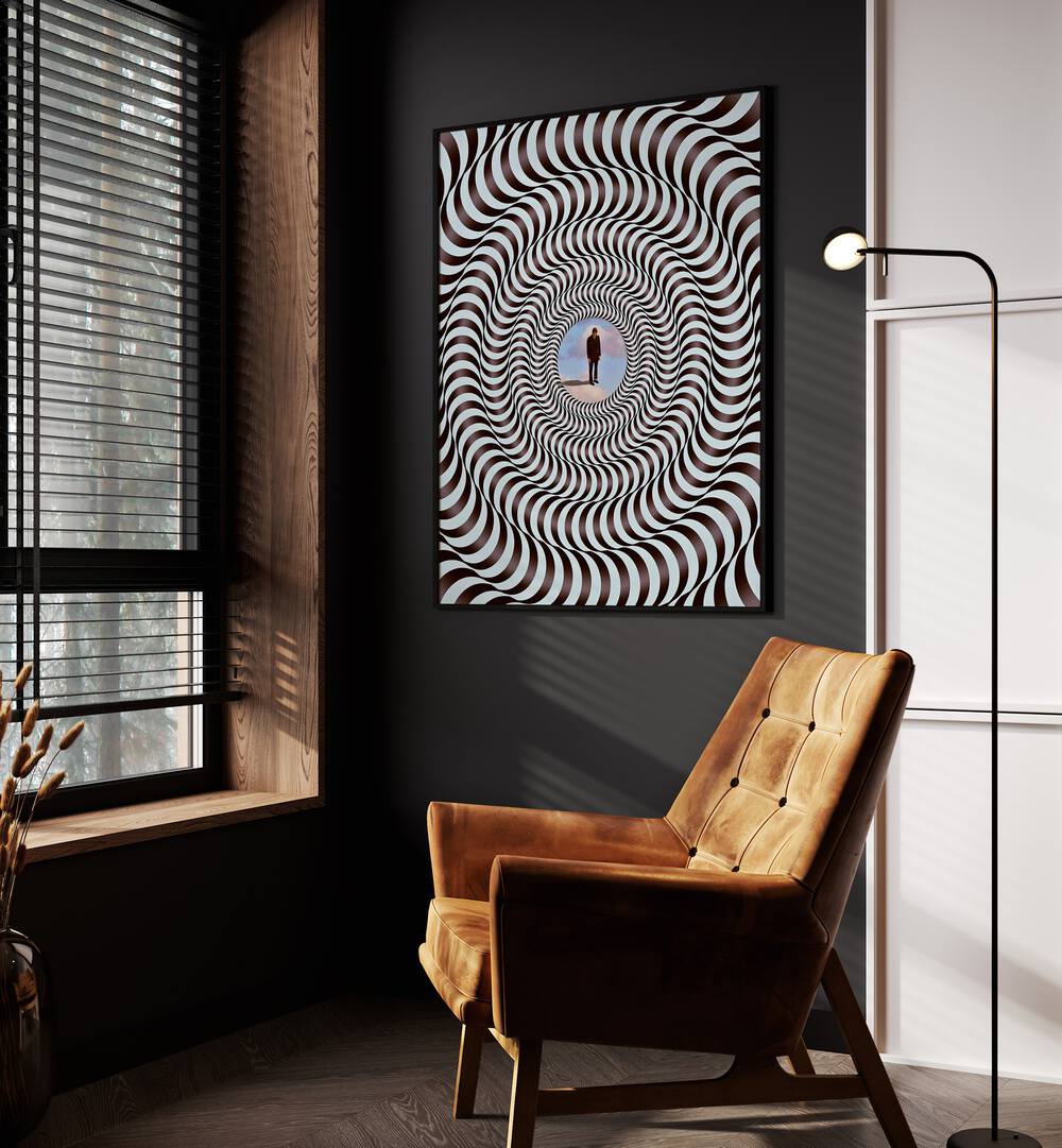 ILLUSION BLACK ROUND, POP ART PAINTING