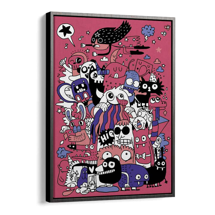 Imaginary Adventures Doodle Art Artwork in Black Floater Frame