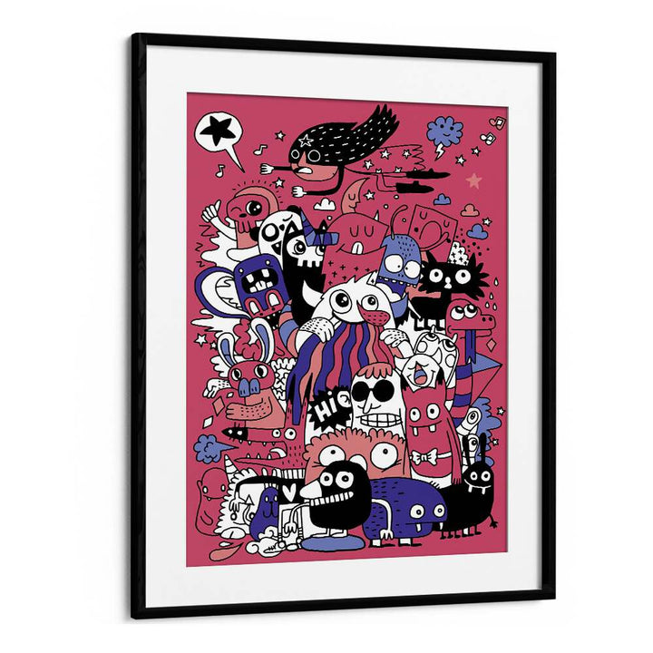 Imaginary Adventures Doodle Art Artwork in Black Frame With Mount