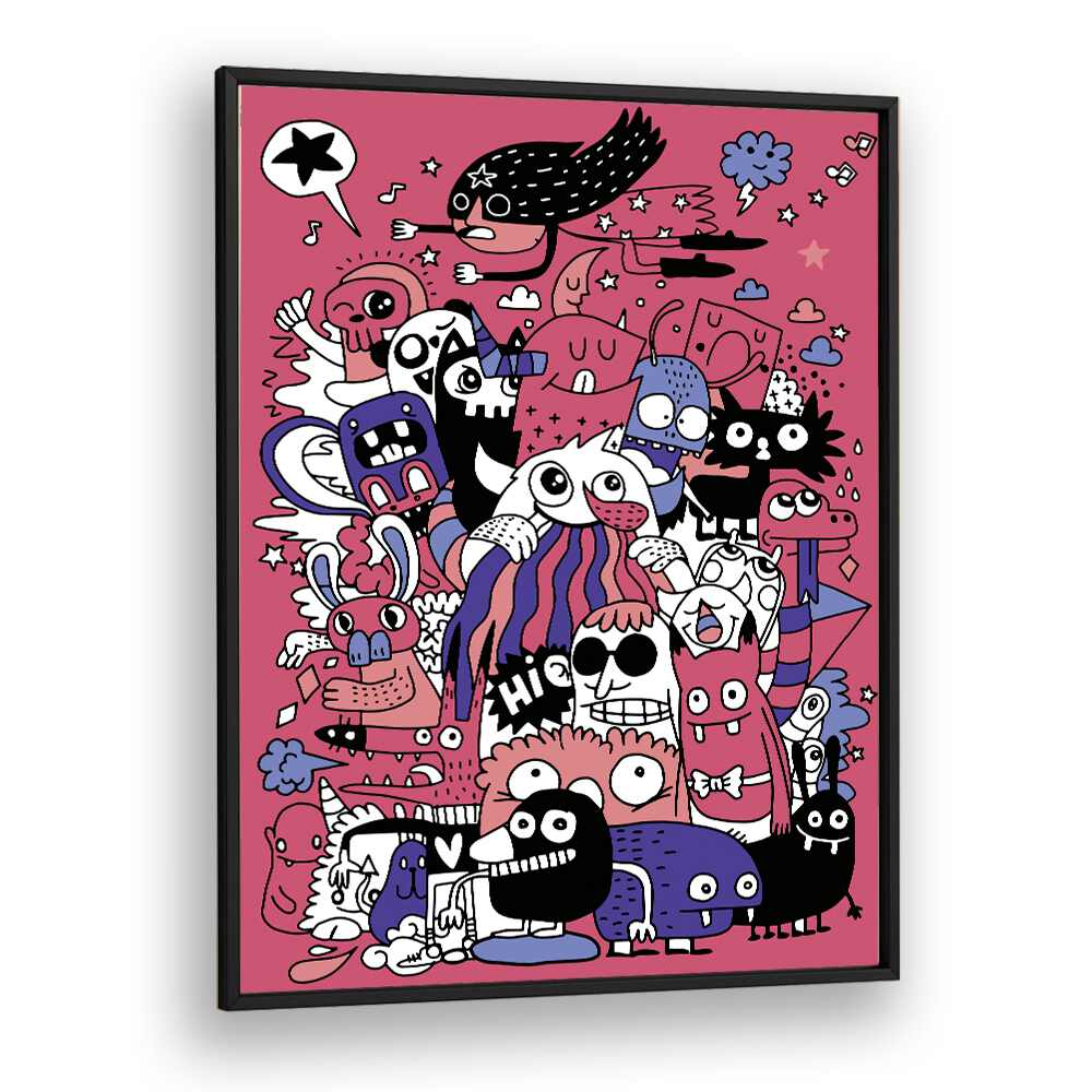 Imaginary Adventures Doodle Art Artwork in Black Plain Frame