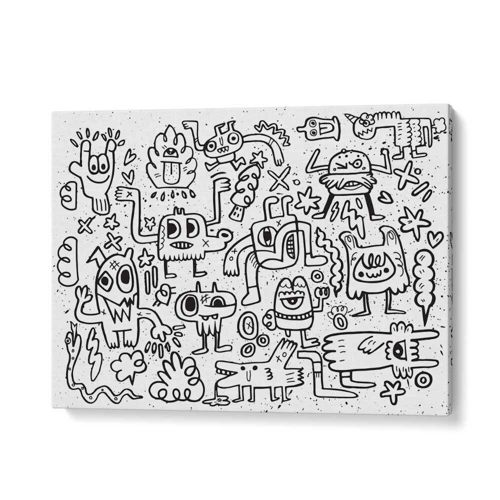 Imaginary Friends Doodle Art Comic Art Artwork in Gallery Wrap