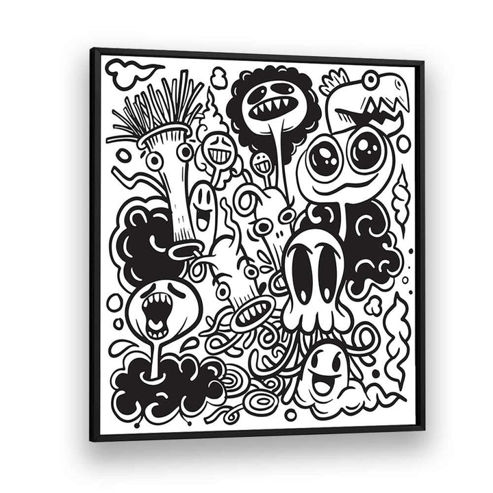 comic painting - IMAGINARY ISLANDS B&W DOODLE ART PAINTING by Asianmonk