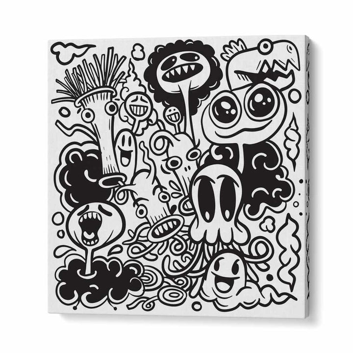 Imaginary Islands B&w Doodle Art Artwork in Gallery Wrap