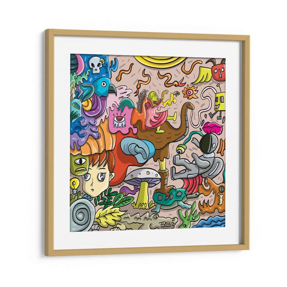 Imagination Island Comic Art Artwork in Oak Wood Frame With Mount