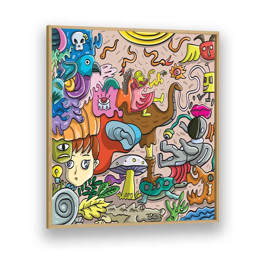 Imagination Island Comic Art Artwork in Oak Wood Plain Frame