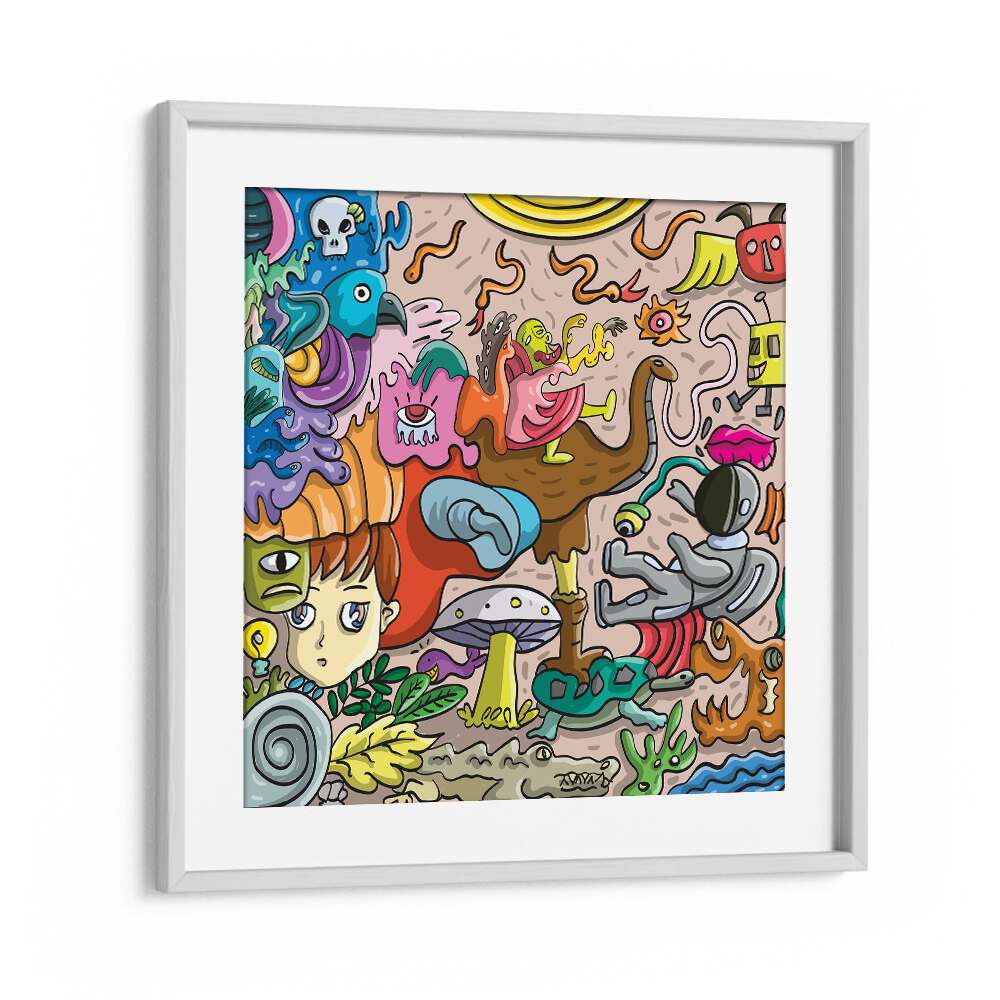 Imagination Island Comic Art Artwork in White Frame With Mount