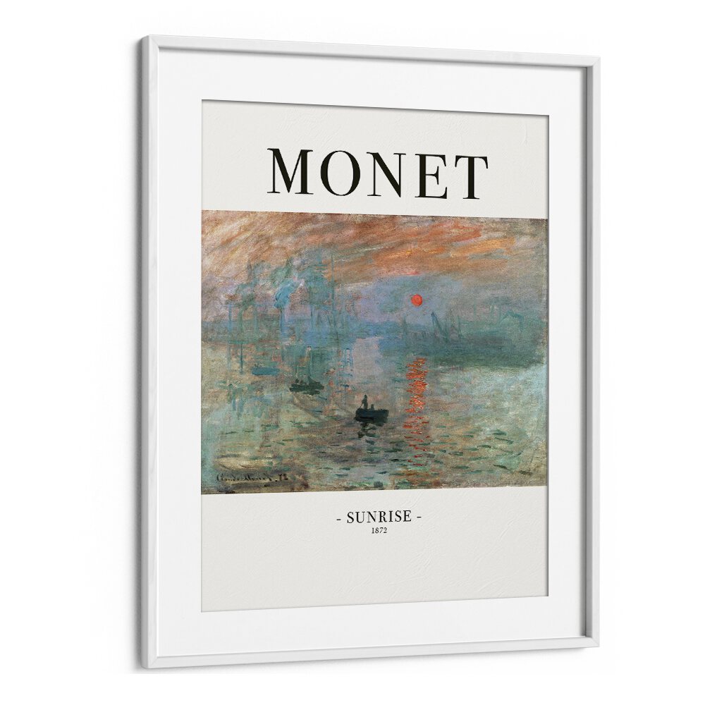 Impressionist Dawn Claude Monet's Sunrise ( 1872) Claude Monet art painting Artwork in White frame With Mount