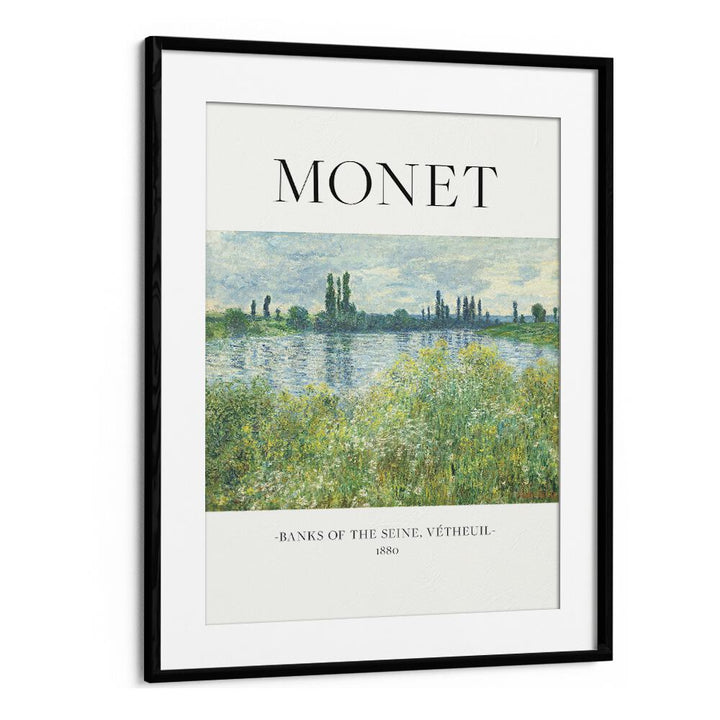 Impressionist Serenity claude Monet's Banks Of The Seine Claude Monet art painting Artwork in Black Frame With Mount