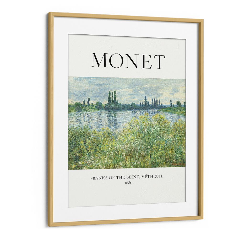 Impressionist Serenity claude Monet's Banks Of The Seine Claude Monet art painting Artwork in Oak Wood Frame With Mount