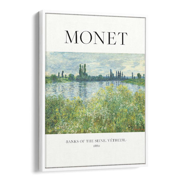 Impressionist Serenity claude Monet's Banks Of The Seine Claude Monet art painting Artwork in White Floater Frame