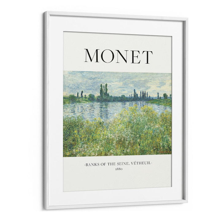 Impressionist Serenity claude Monet's Banks Of The Seine Claude Monet art painting Artwork in White frame With Mount